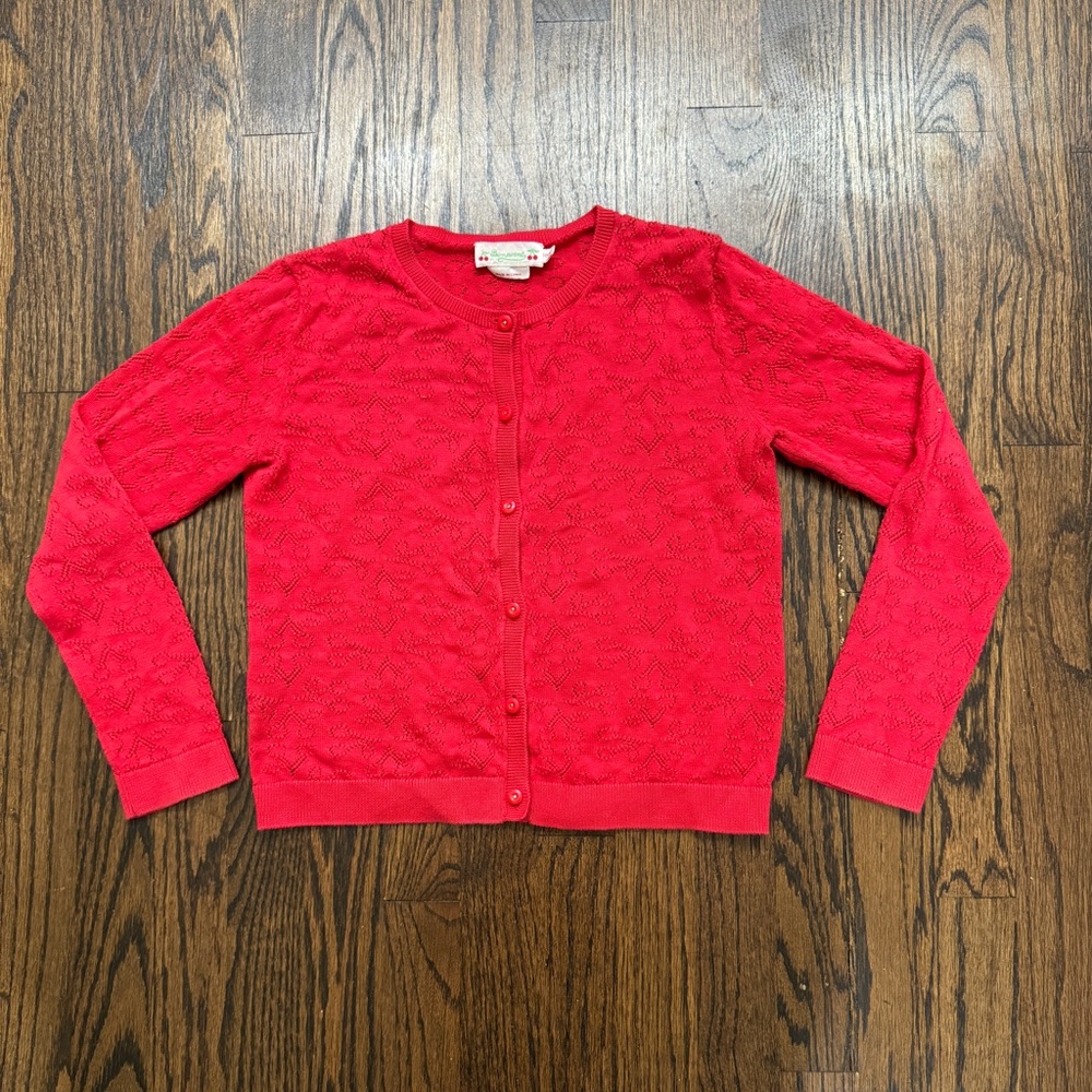 Red Bonpoint Cherry Sweater Cardigan size 10 Button up